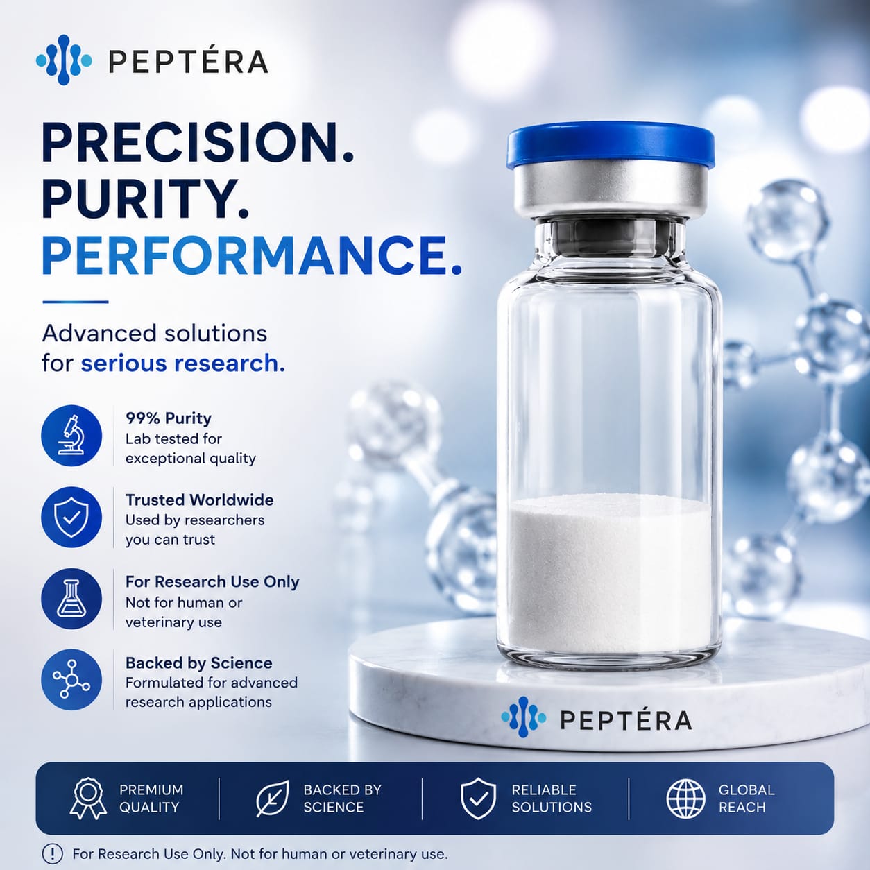 Peptera Facebook ad: All compounds are intended for laboratory research purposes…
