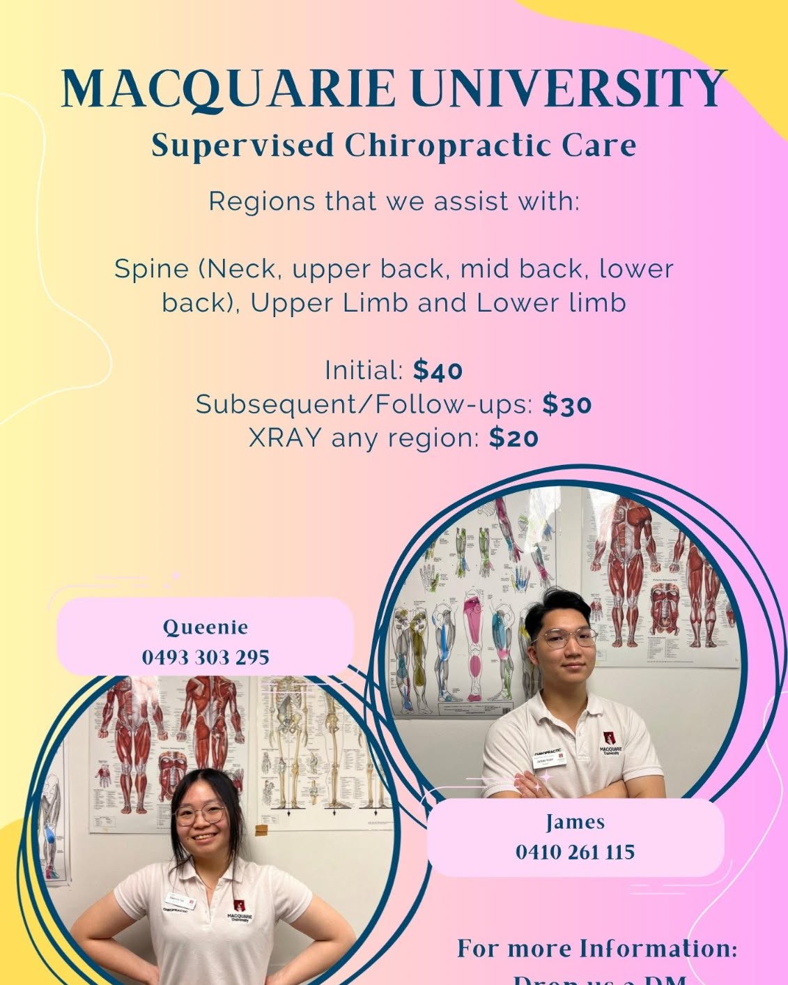 James Kuan Facebook ad: Affordable Chiropractic Care, Now Taking Bookings