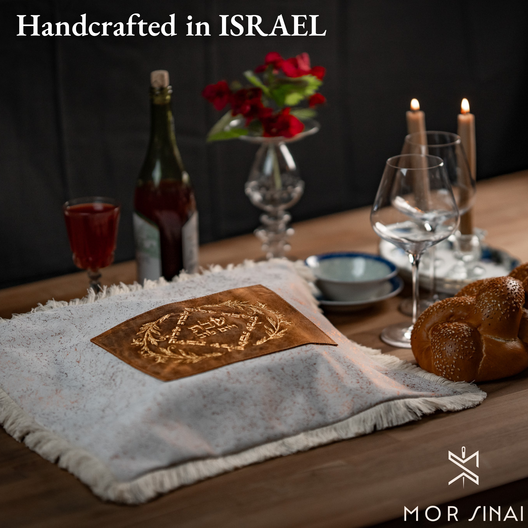 Mor&Sinai Facebook ad: This handcrafted Leather Challah Cover combines luxury with…