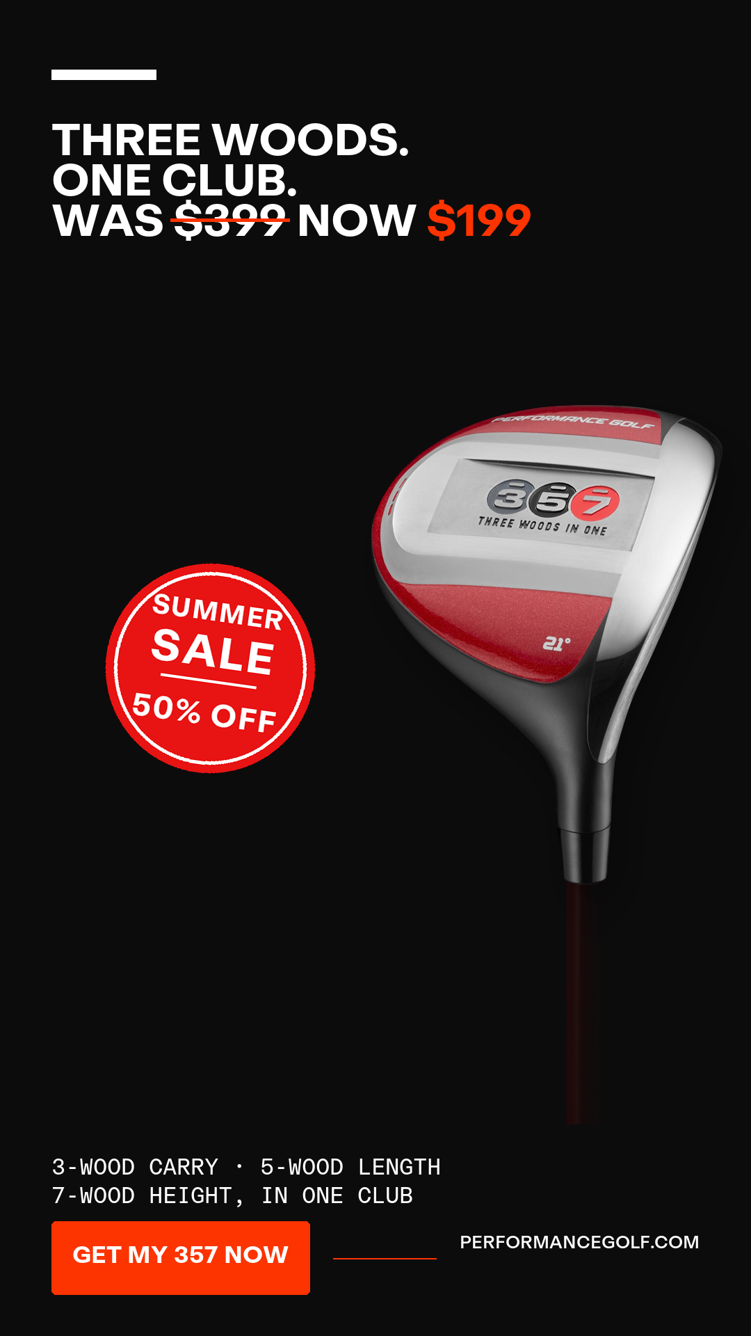 Performance Golf Facebook ad
