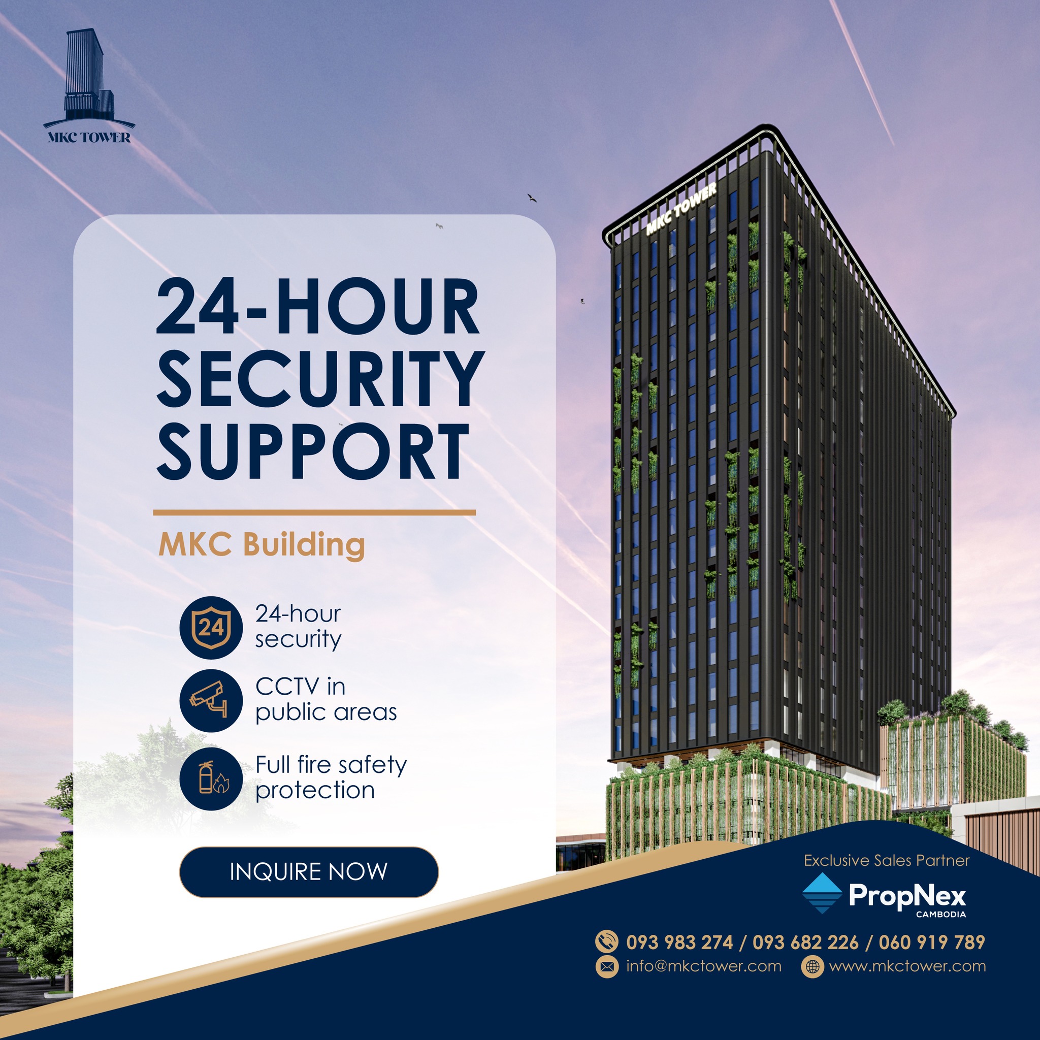 MKC Tower Facebook ad: សុវត្ថិភាព គឺជាចំណុចសំខាន់សម្រាប់អគារការិយាល័យដែលគាំទ្រដល់ប…