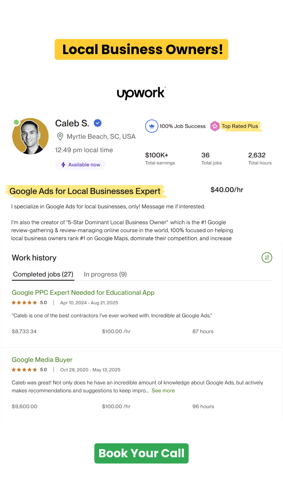 Google Ads by Caleb - Specializing in Local Businesses Only Facebook ad