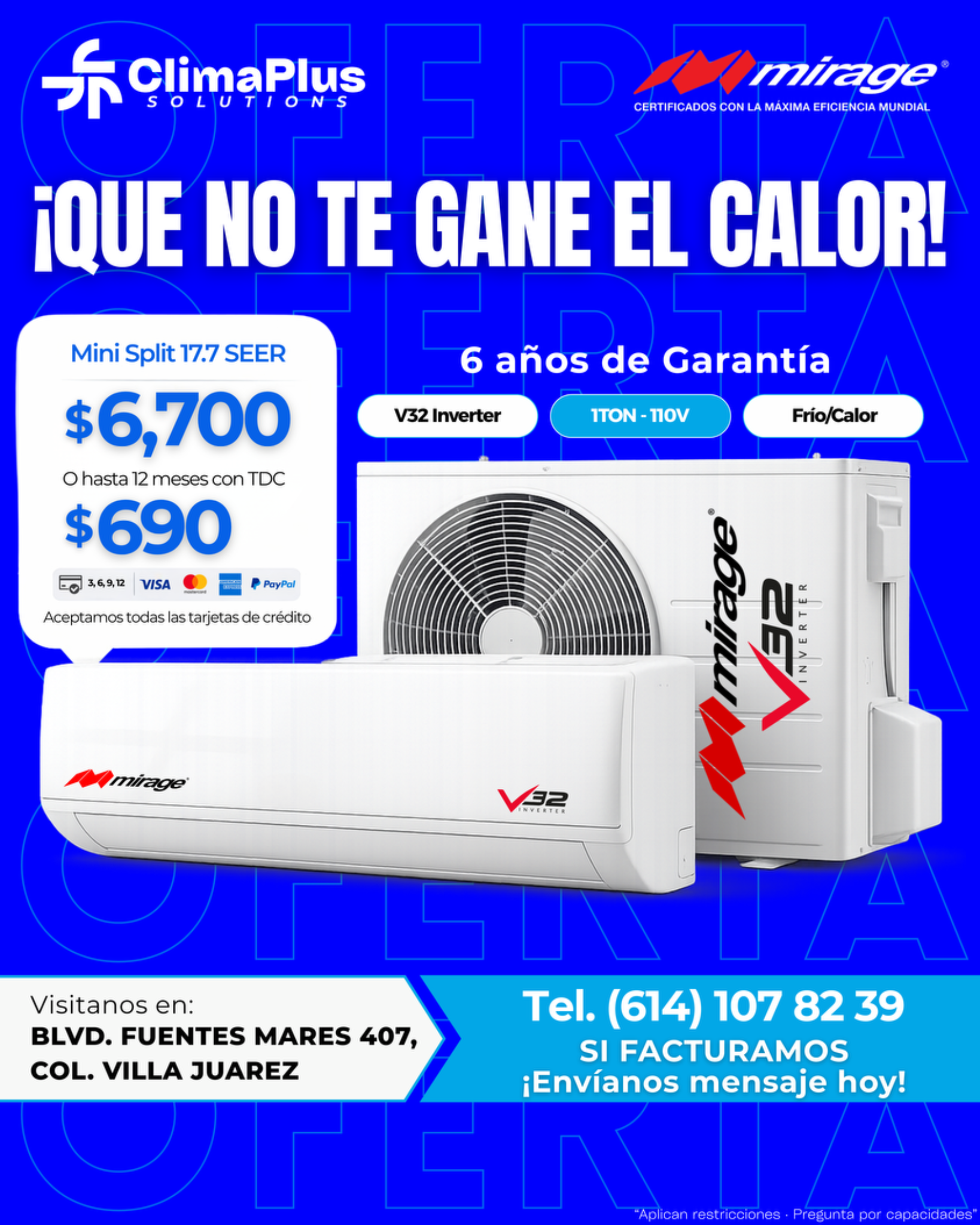 ClimaPlus Solutions Facebook ad: ¡QUE NO TE GANE EL CALOR!