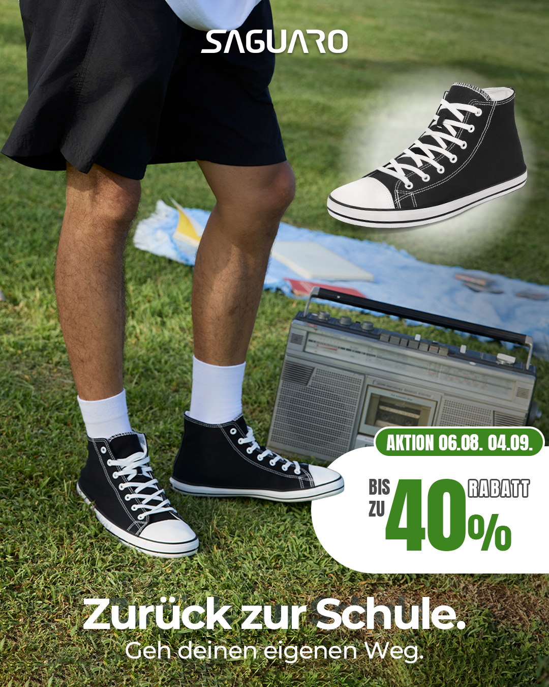Saguaro De Facebook ad: Schwarz. Klassisch. Frei.