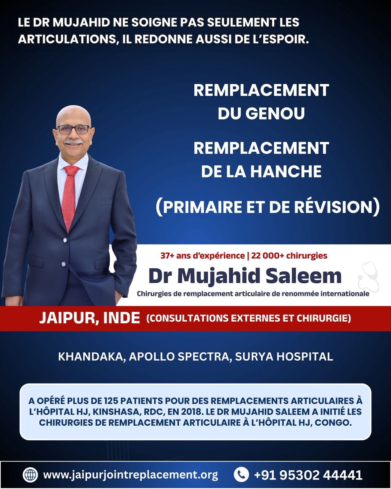 Dr. Mujahid Saleem-Joint Replacement Surgeon. Jaipur Joint Replacement Facebook ad: Remarcher sans douleur. Contactez-nous!