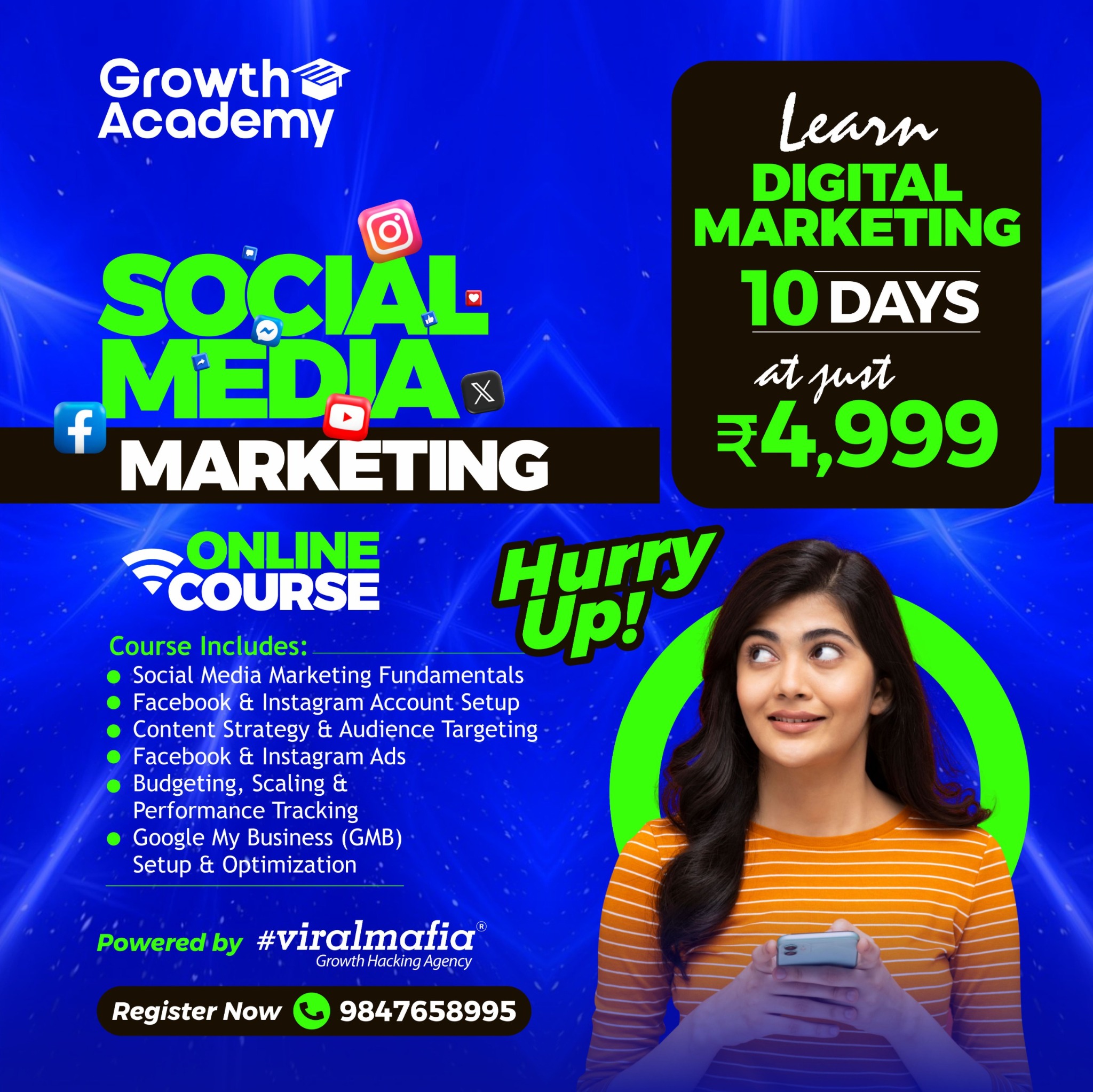 Growth Academy Facebook ad: Learn Social Media Marketing in Just 10 Days