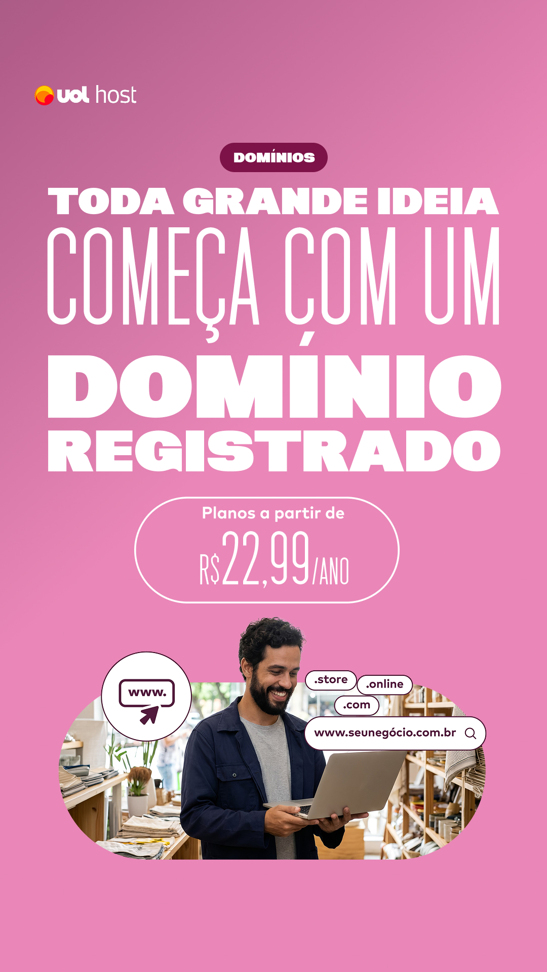 UOL Host Facebook ad from May 28, 2026