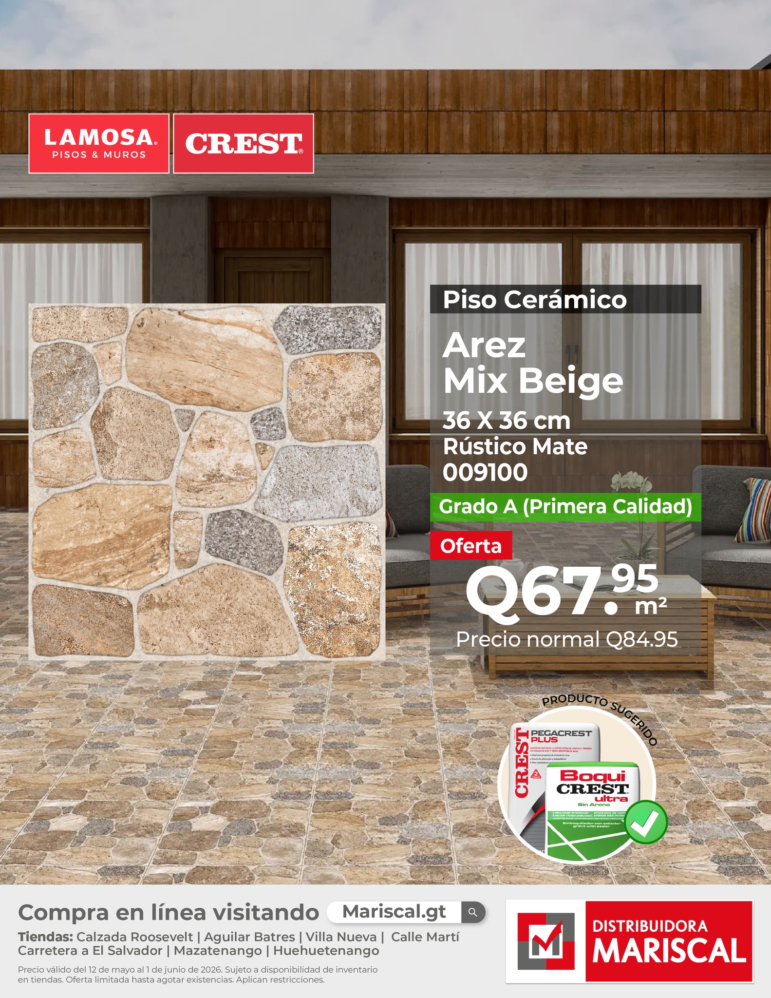 Distribuidora Mariscal Facebook ad: Piso Cerámico Importado Arez Mix Beige 36x36cm a…