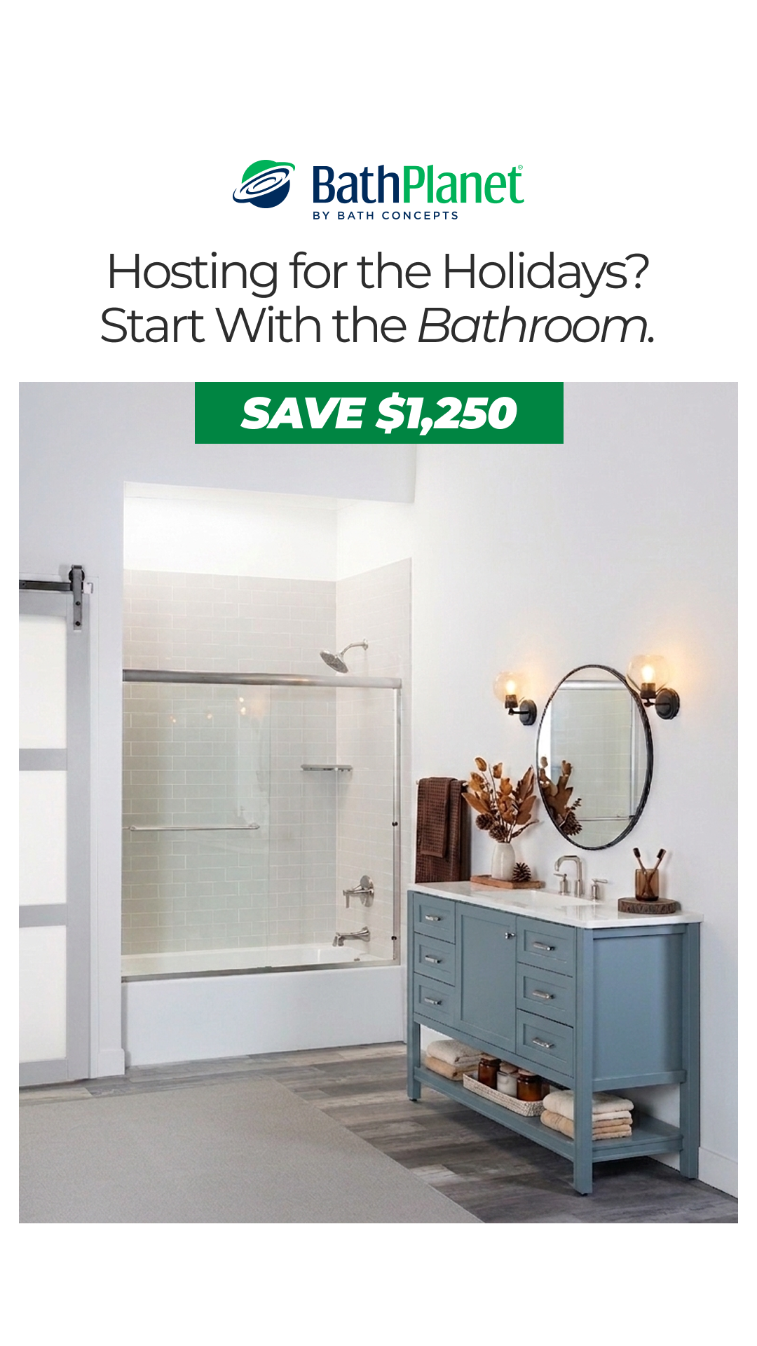 Bath Planet Facebook ad: Save $1,250 Now