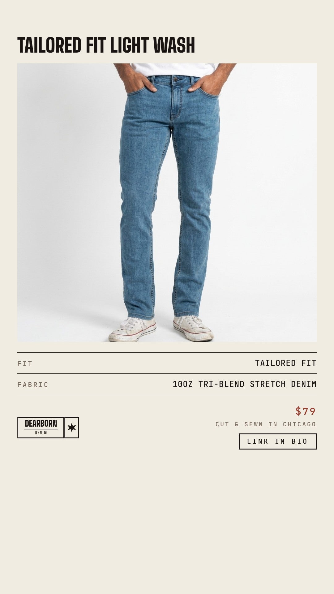Dearborn Denim & Apparel Facebook ad: Made Here. Sold by Us.
