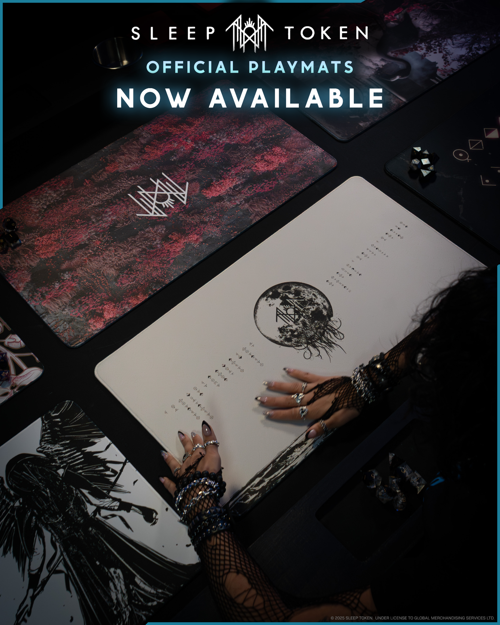 Epic Desk Facebook ad: JUST LAUNCHED SLEEP TOKEN X EPIC DESK PLAYMATS