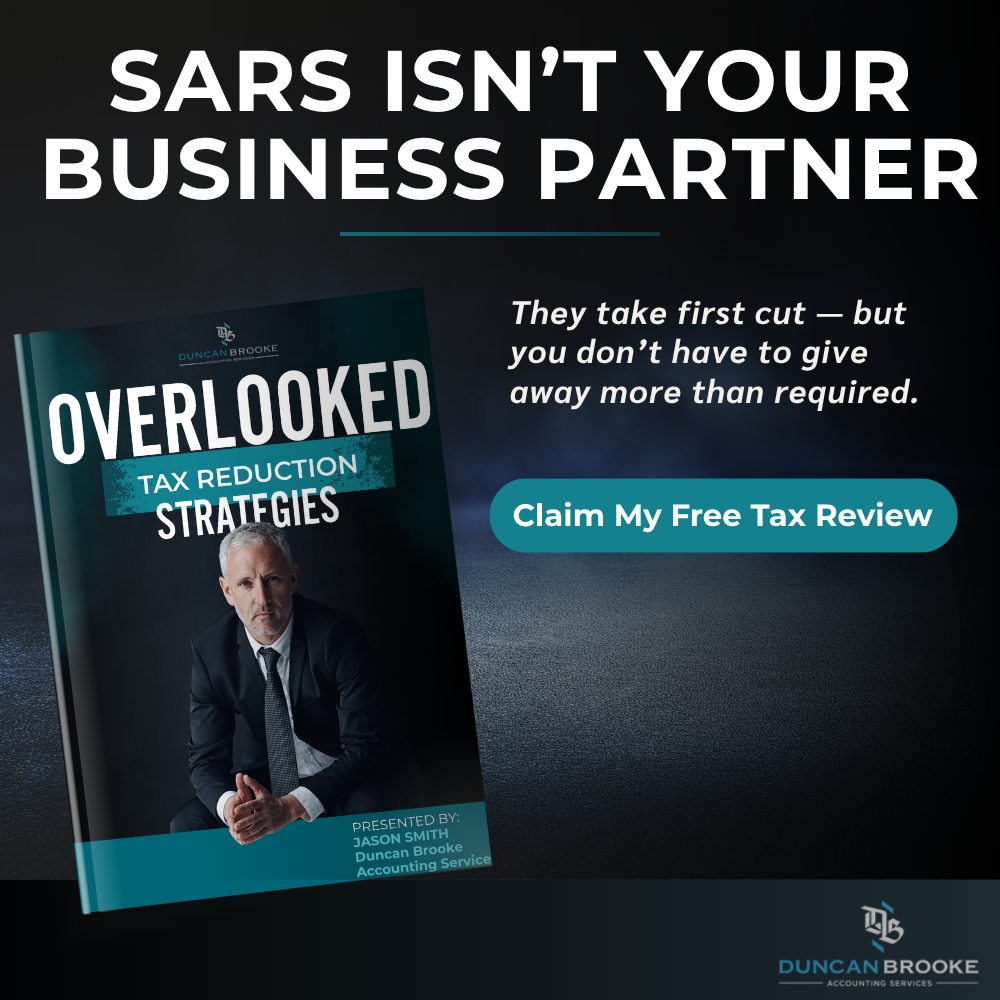 DuncanBrooke Accounting Services CC Facebook ad: TAXES Shouldn’t Be Your Silent Partner