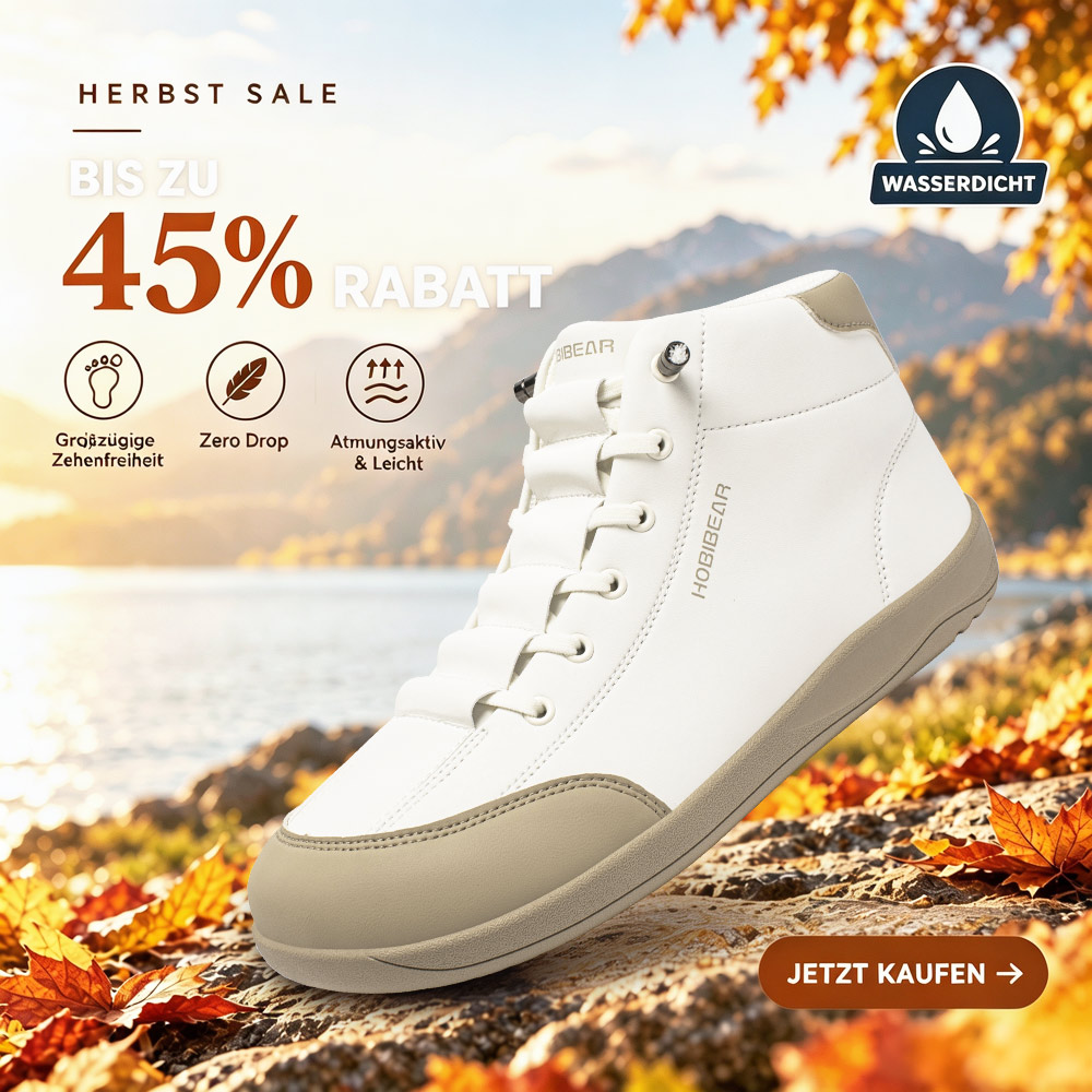 hobibear.de Facebook ad: Herbst-Sale | Bis zu 45 % Rabatt auf Barfußschuhe