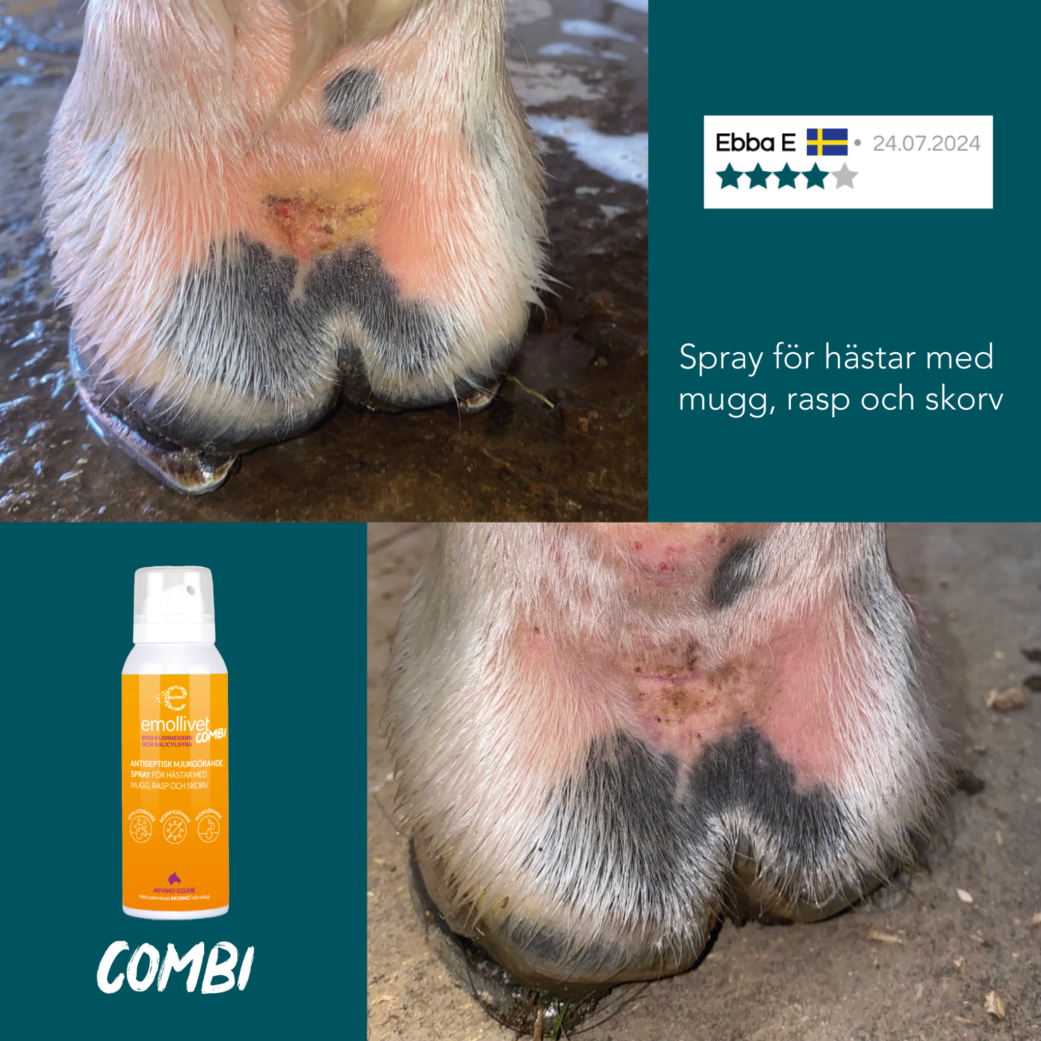 Emollivet Facebook ad: Enkel spraymetod mot mugg, rasp och skorv