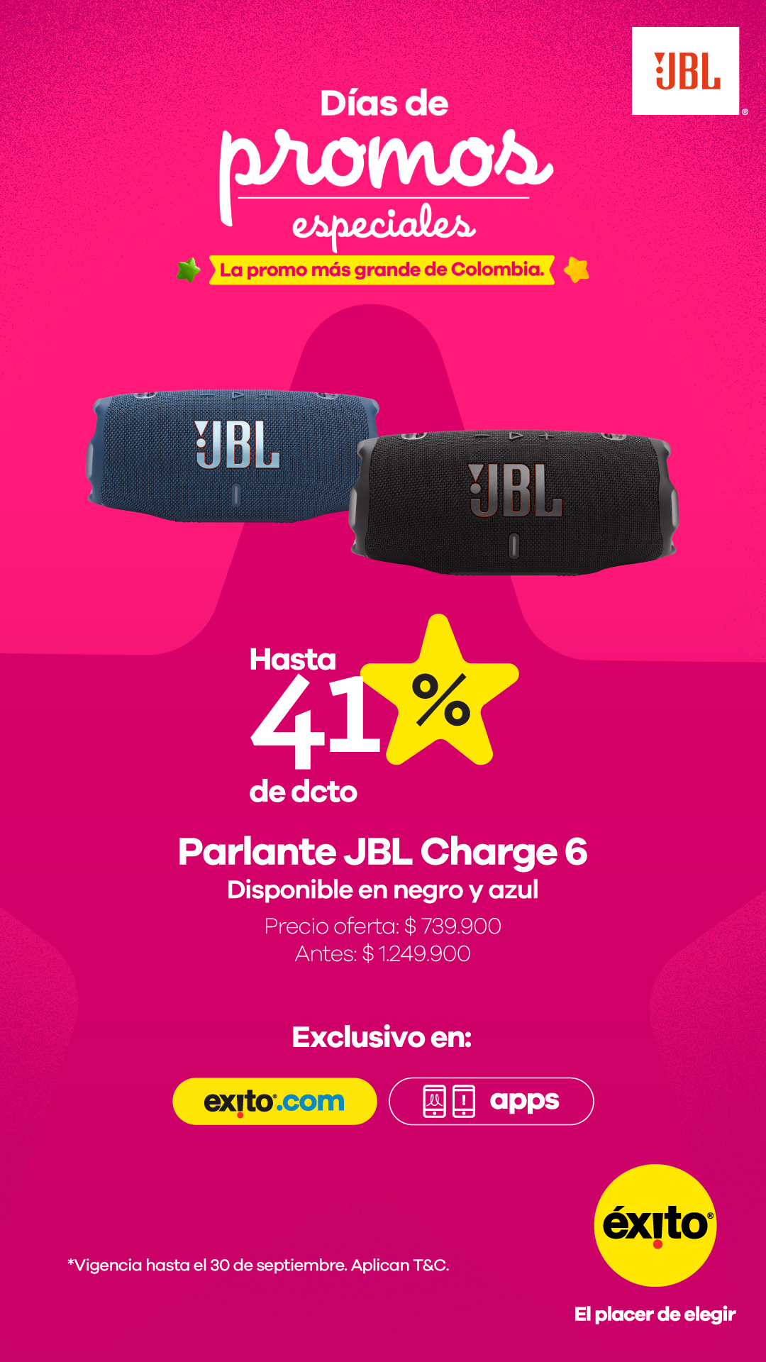 Éxito Facebook ad: JBL CHARGE 6 | Antes: $1.249.900