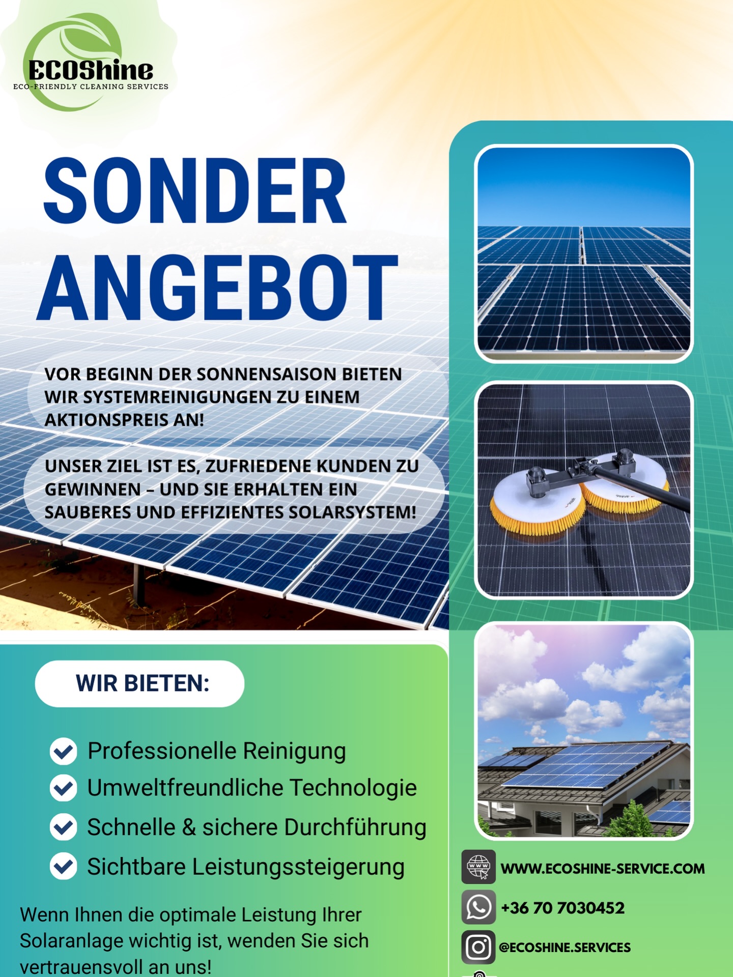 ECOShine Facebook ad: VOR DER SONNIGEN SAISON - JETZT IST DER…