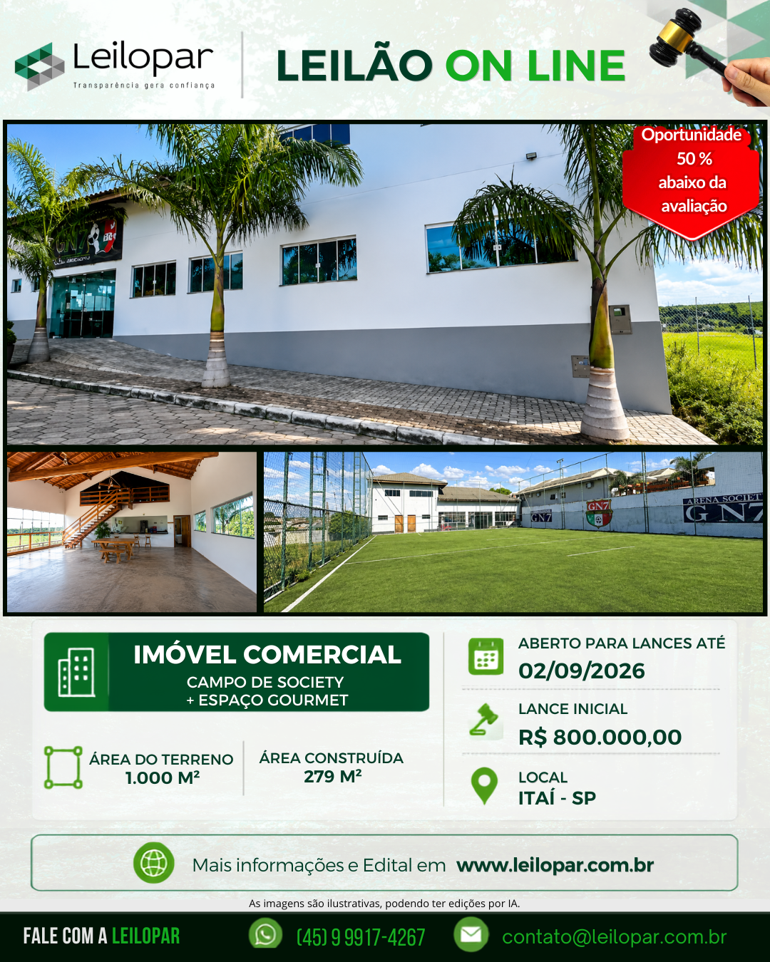 Leilopar Leilões Facebook ad: Acesse o site.