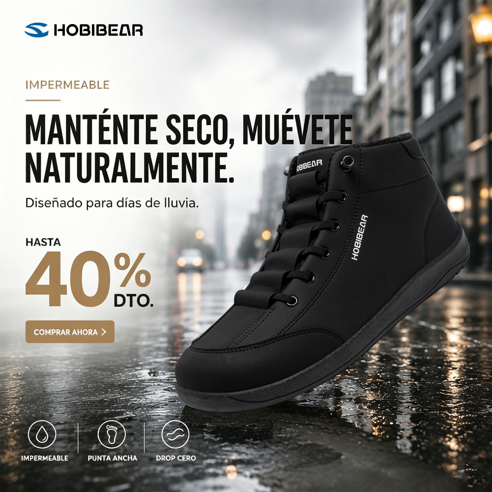 Hobibear.es Facebook ad: Zapatillas Barefoot Impermeables para el Día a Día