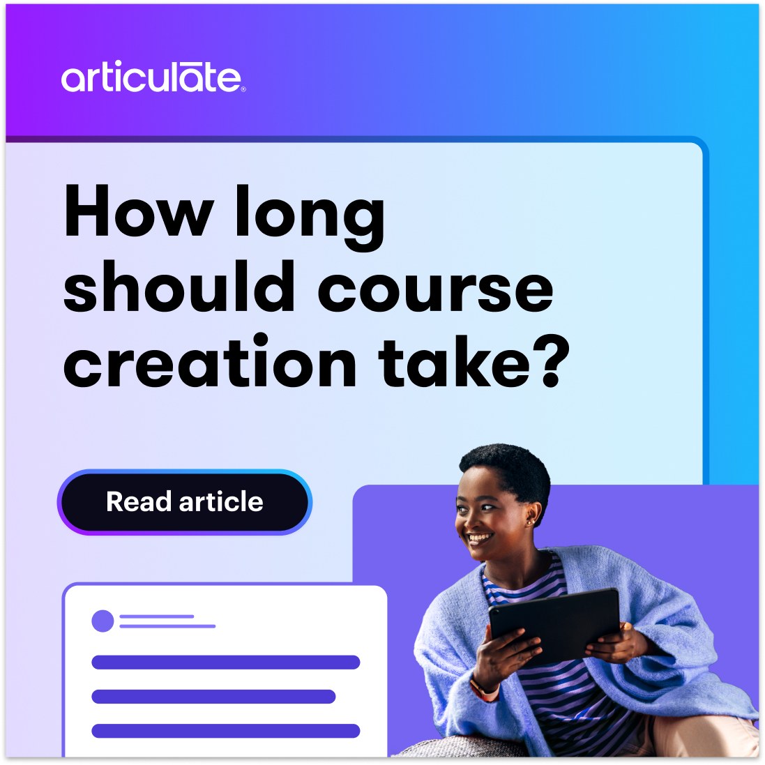 Articulate Facebook ad