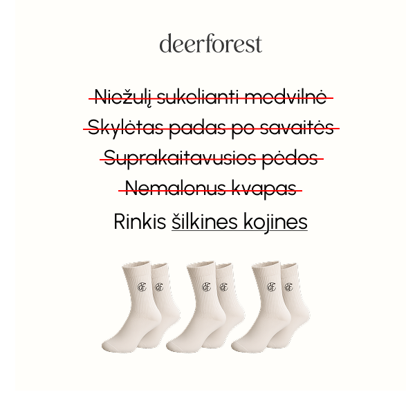 Deerforest Facebook ad: Naujiena! Ilgos šilkinės kojinės