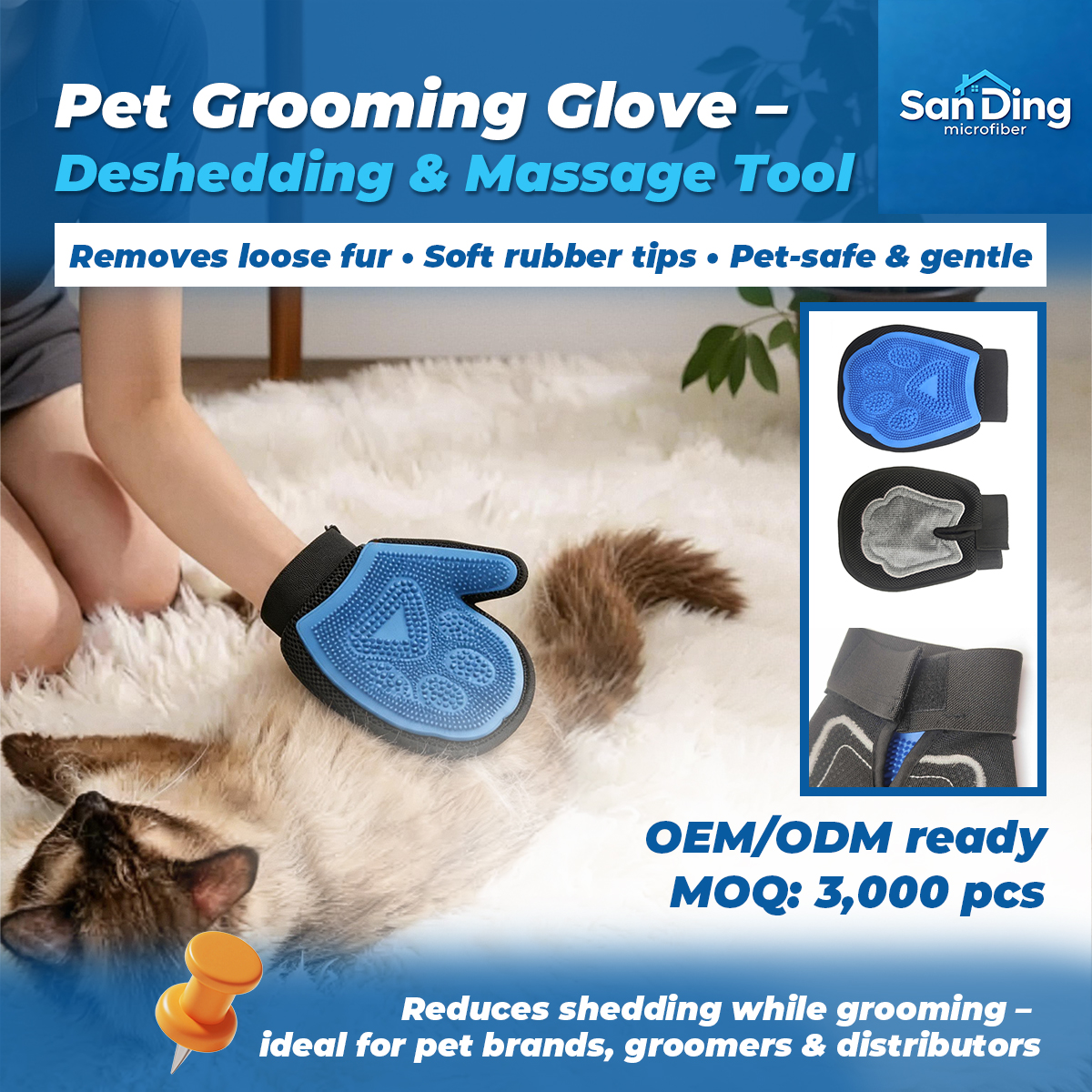 Changshu Sanding Home Textile Facebook ad: Bulk Pet Grooming Gloves for Distributors