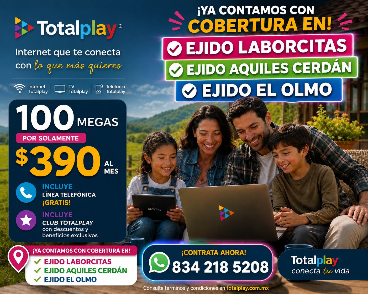 máxima velocidad Facebook ad: ¡YA LLEGÓ TOTALPLAY AL CAMPO!
