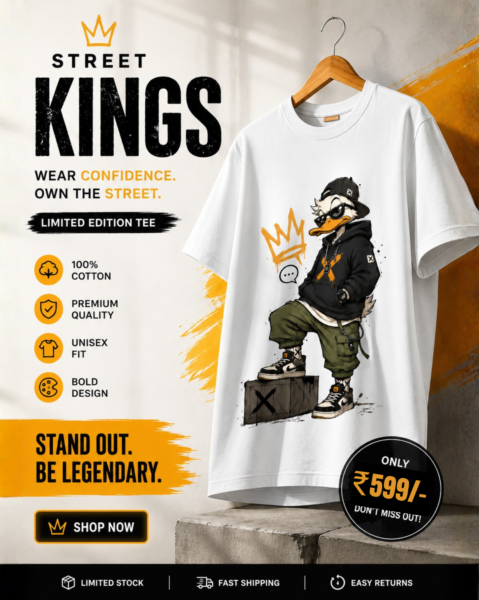 Clophic Facebook ad: Premium Cotton Graphic Tee | Now ₹599
