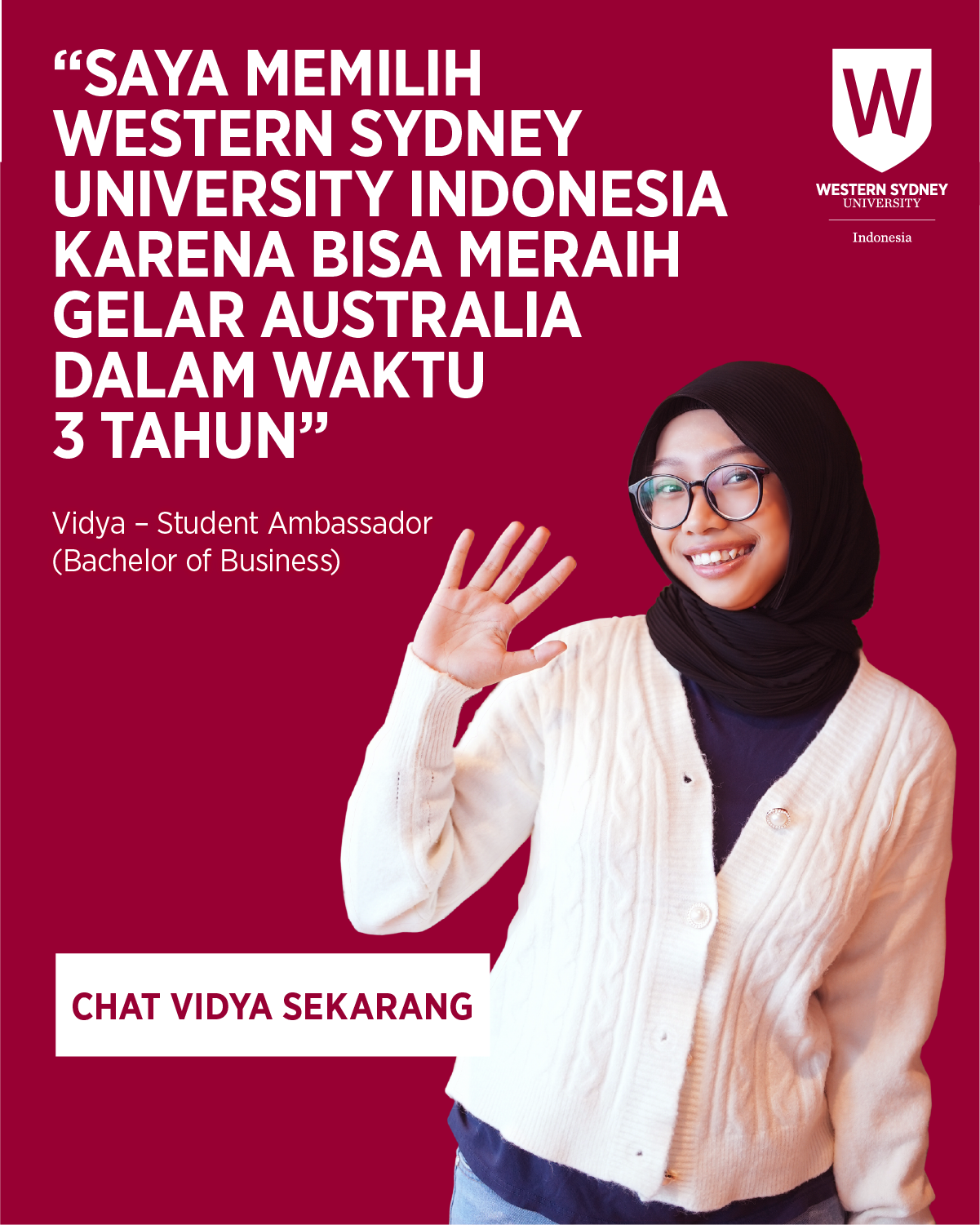 Western Sydney University Indonesia Facebook ad: Diskusikan dengan mahasiswa kami