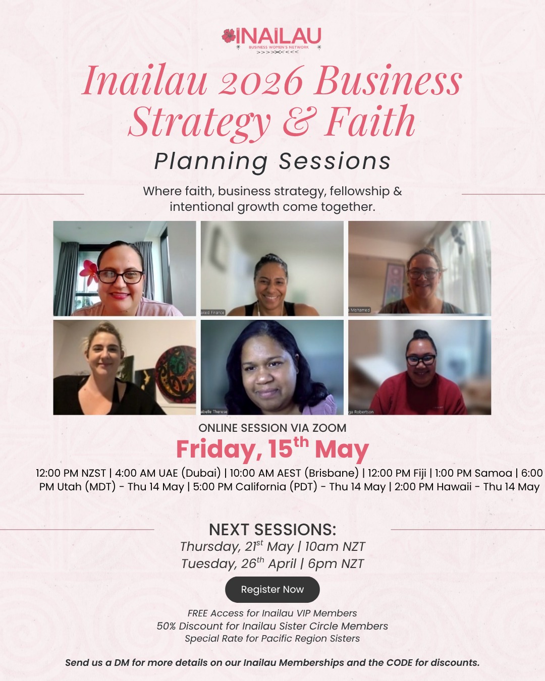 Inailau Pacific Business Women's Network Facebook ad: Plan with faith.