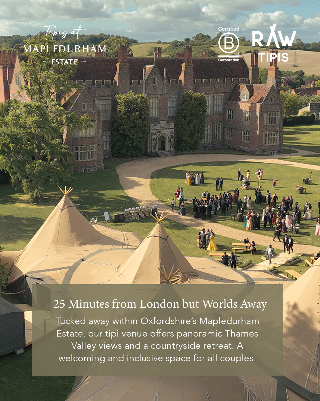 Tipis at Mapledurham Facebook ad: Luxury Tipi Weddings, One Hour from London