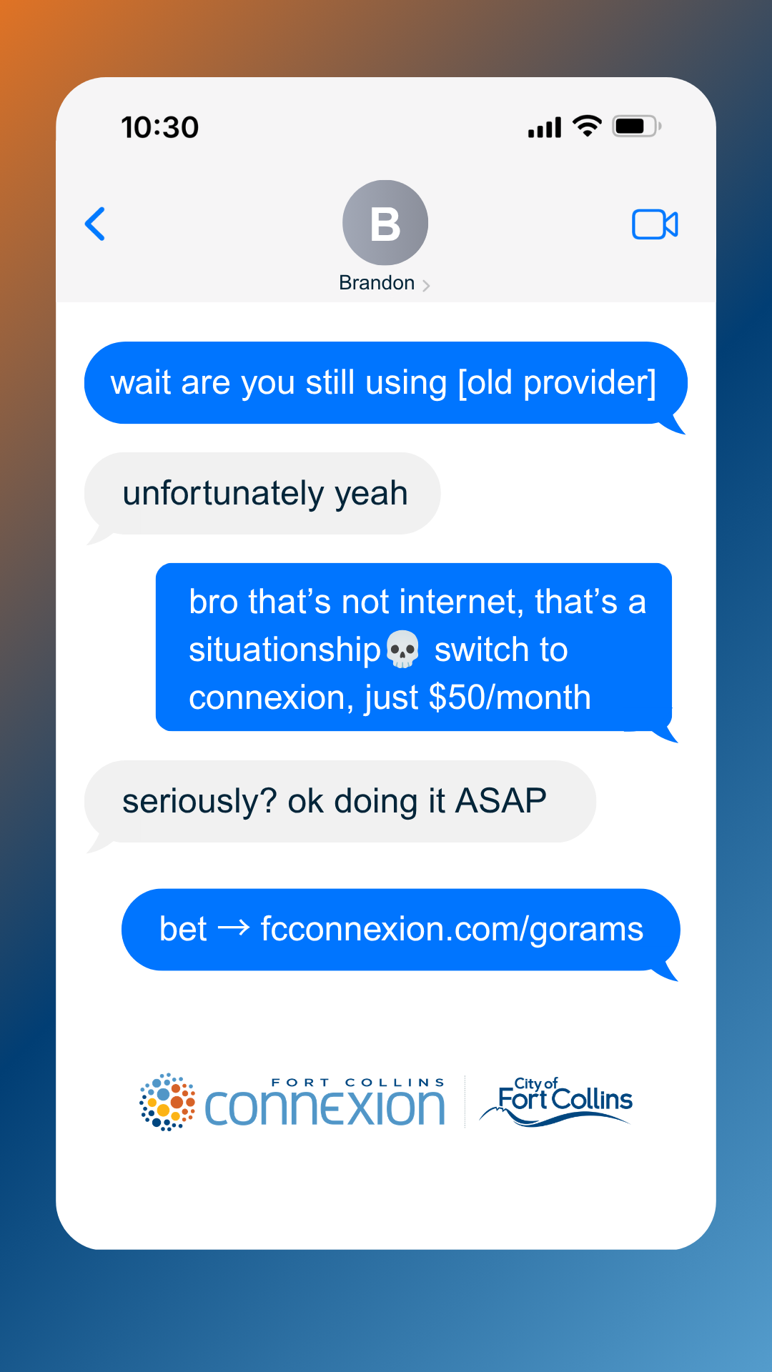 Fort Collins Connexion Facebook ad from Jul 1, 2026