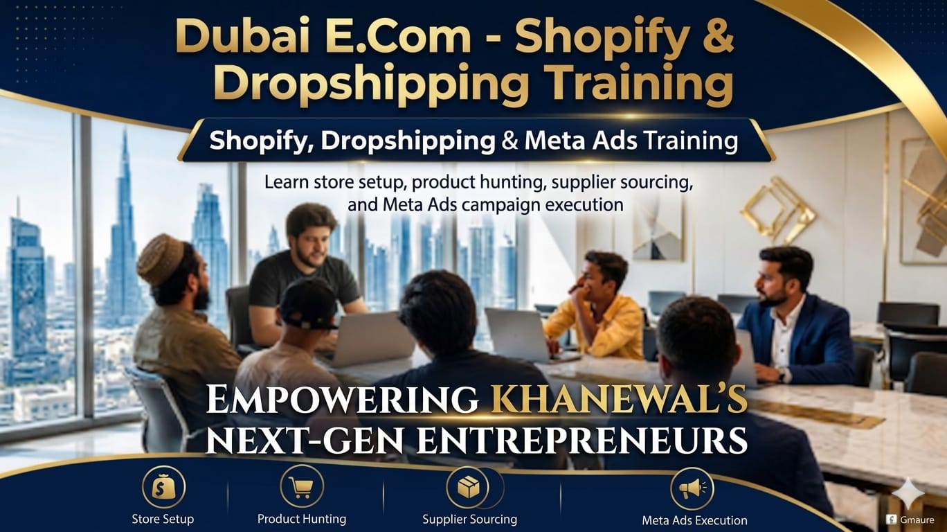 Dubai E.Com Facebook ad: Live Physical Classes in Khanewal