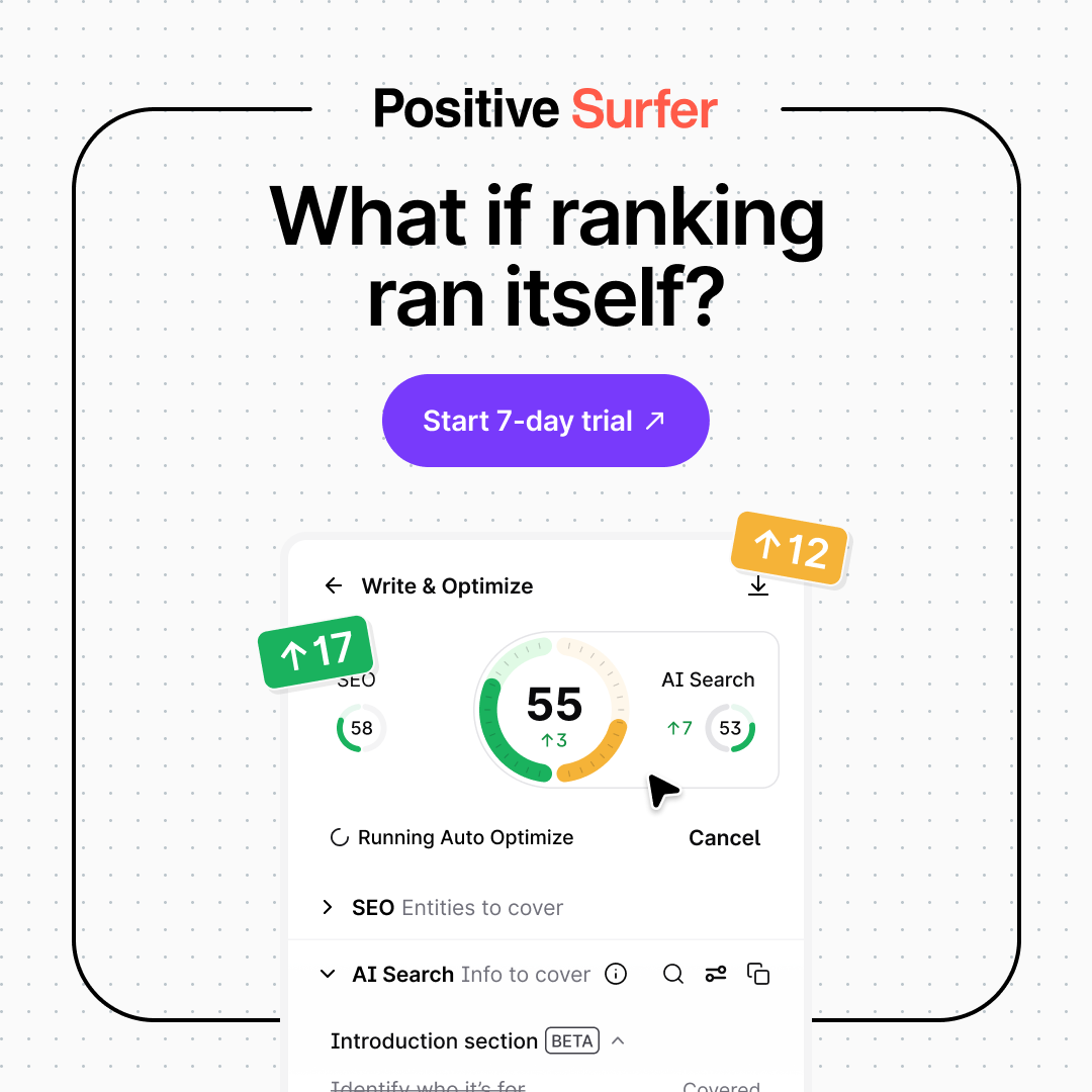 Positive Surfer Facebook ad: Your 7-day trial is still waiting.