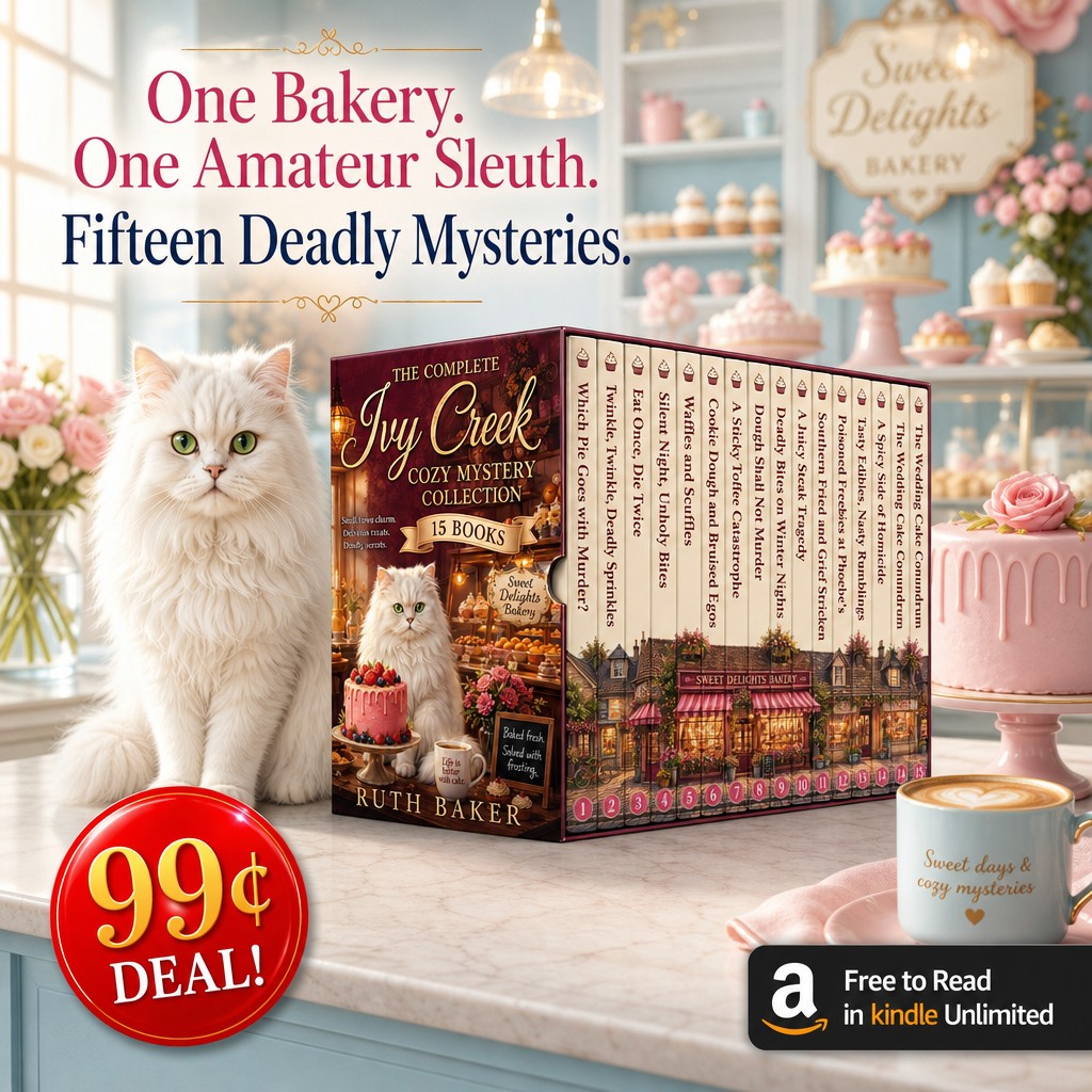 CleanTales Facebook ad: 15 Cozy Mysteries for Just 99c, or Read FREE with Kindle…