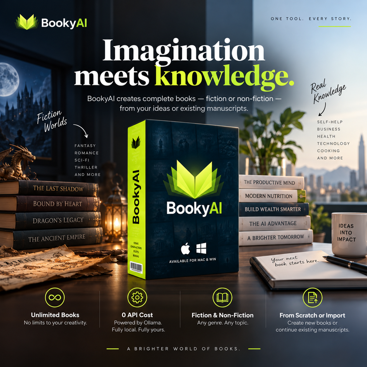 Bookyai - Autonomous Book Creation Pipeline Facebook ad: Your book, start to KDP-ready. One-time payment.