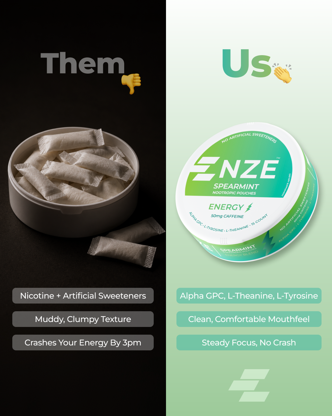 NZE Facebook ad: NZE Focus & Energy Pouches