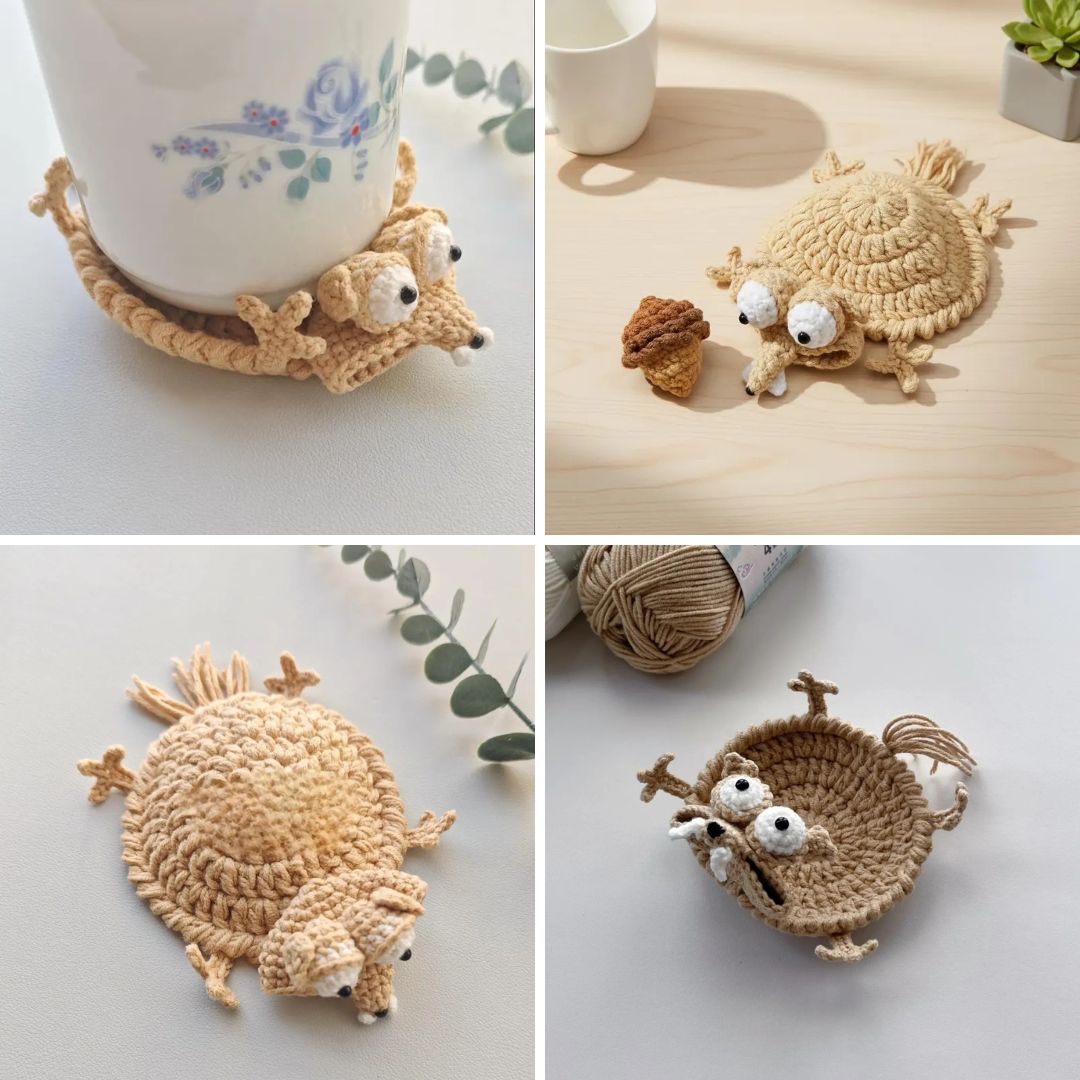 Handycraft Facebook ad: Funny Squirrel &Acorn Coaster Crochet Pattern