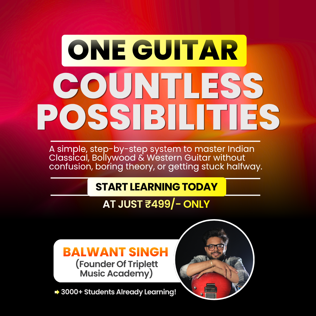 Triplet Guitar Lessons Facebook ad: Start your Guitar Playing Journey Today