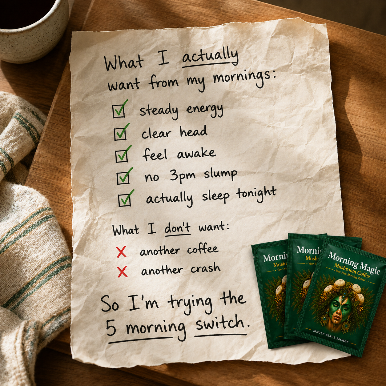 Ancient Extracts Facebook ad: Try Morning Magic FREE for 5 days.