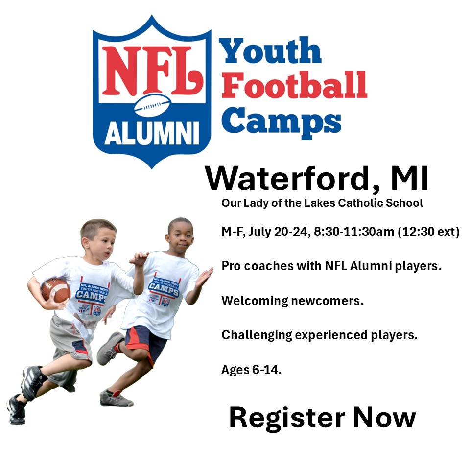 NFL Alumni Youth Football Camps Facebook ad: Detroit NFL Alumni Youth Football Camps