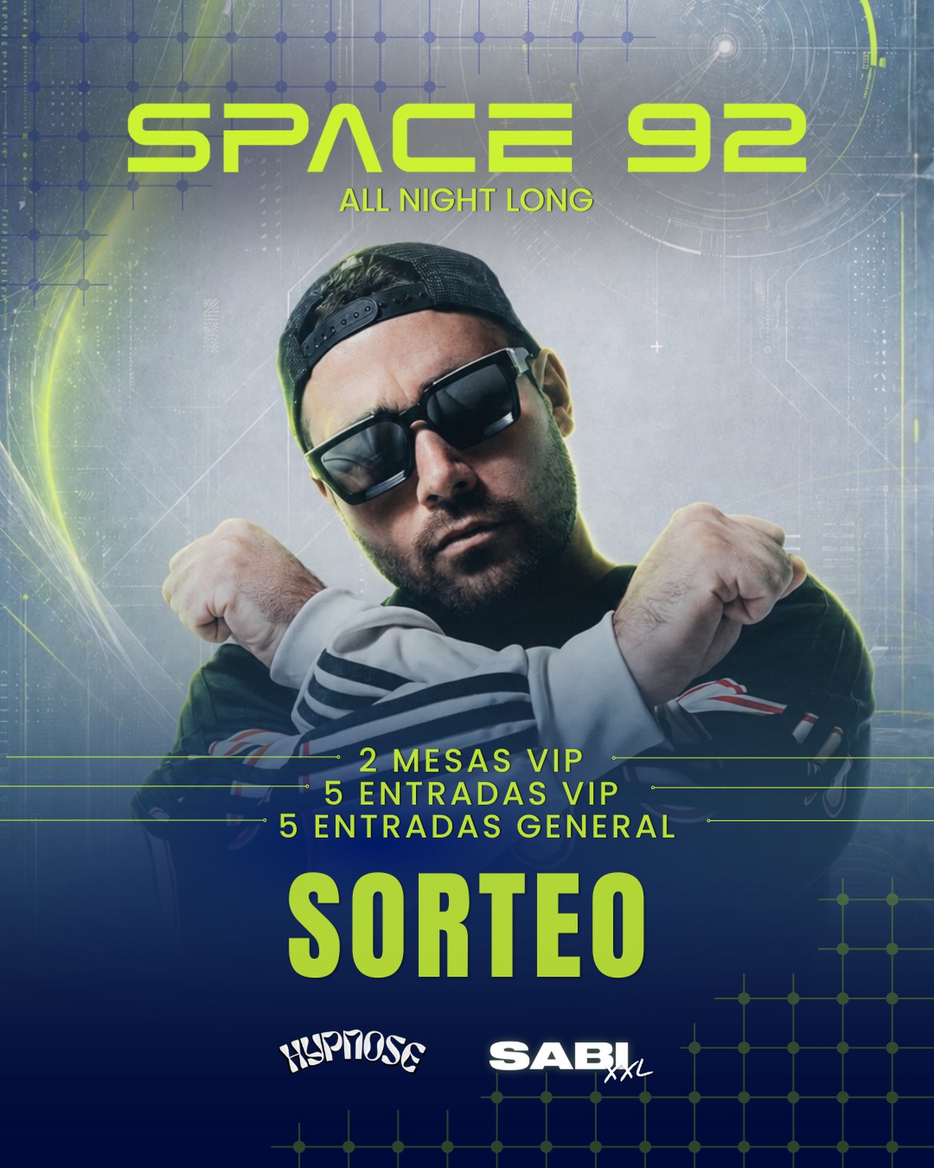 Hypnose Facebook ad: SORTEO SPACE 92, ALL NIGHT LONG