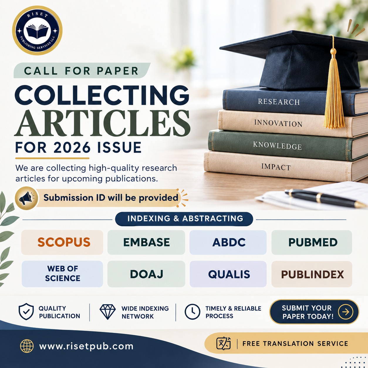 Riset Publishing Services LLC Facebook ad: Call for Papers, 2026 Issue