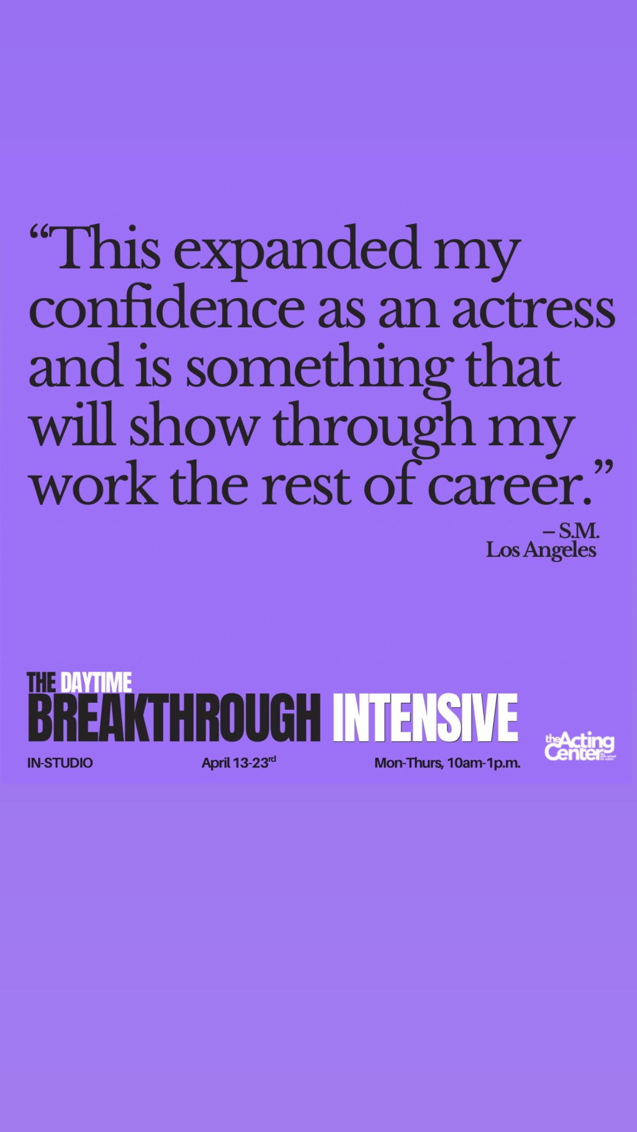 The Acting Center Facebook ad: The Breakthrough Intensive for Actors - Acting Classes in…