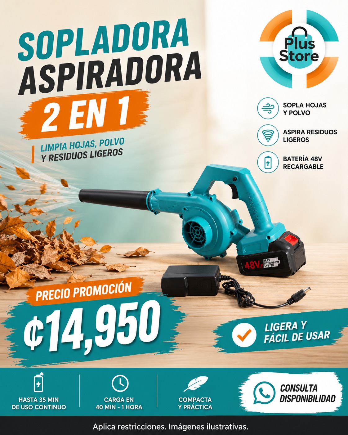 Plus Store Facebook ad: Sopladora 2 en 1 desde ₡14,950