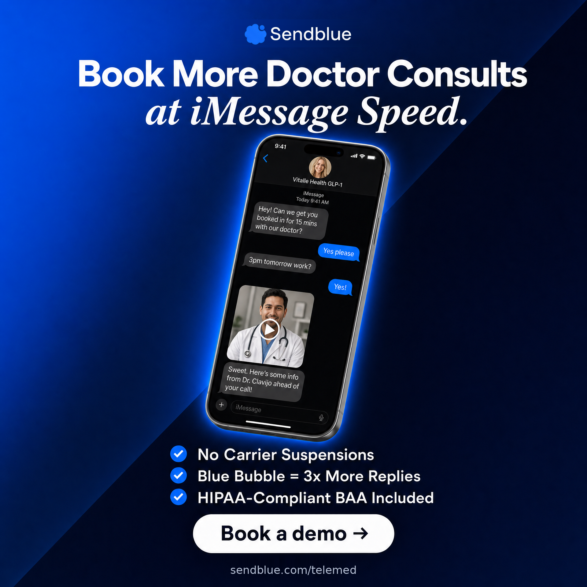 Sendblue Facebook ad
