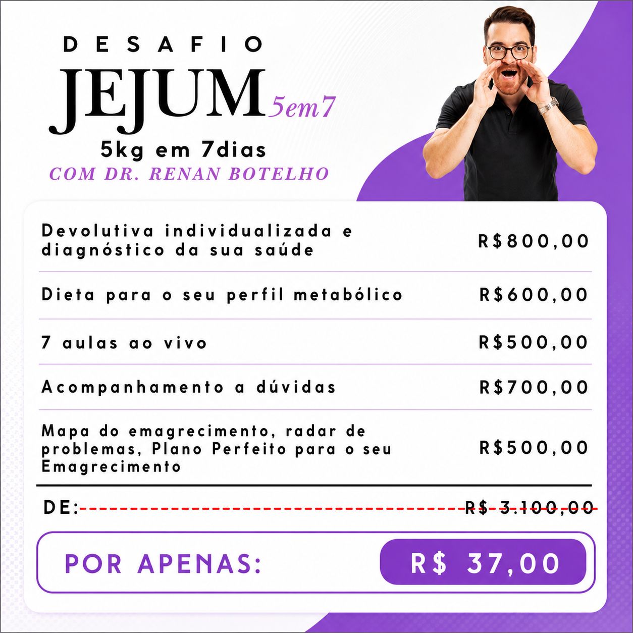 DR. Renan Botelho - Desafio Jejum 5em7 Facebook ad