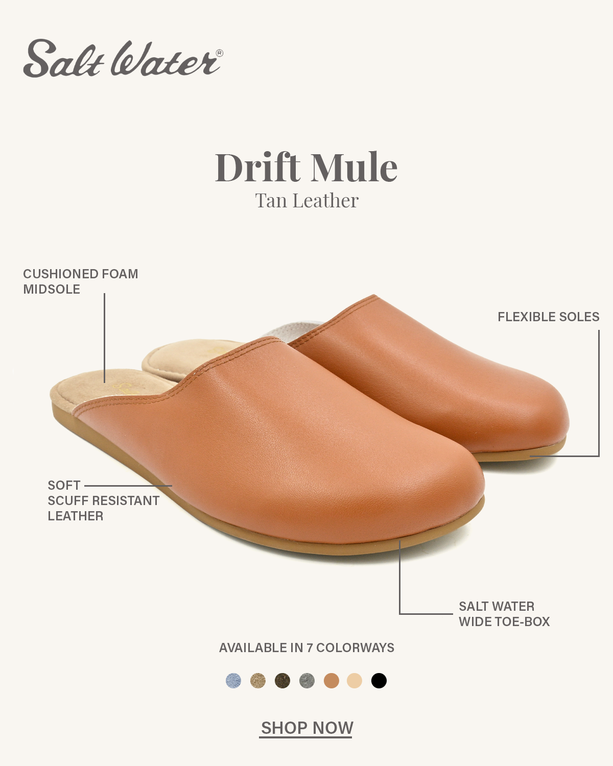 Salt Water Sandals Facebook ad: Your Fall Go-To in Tan Leather