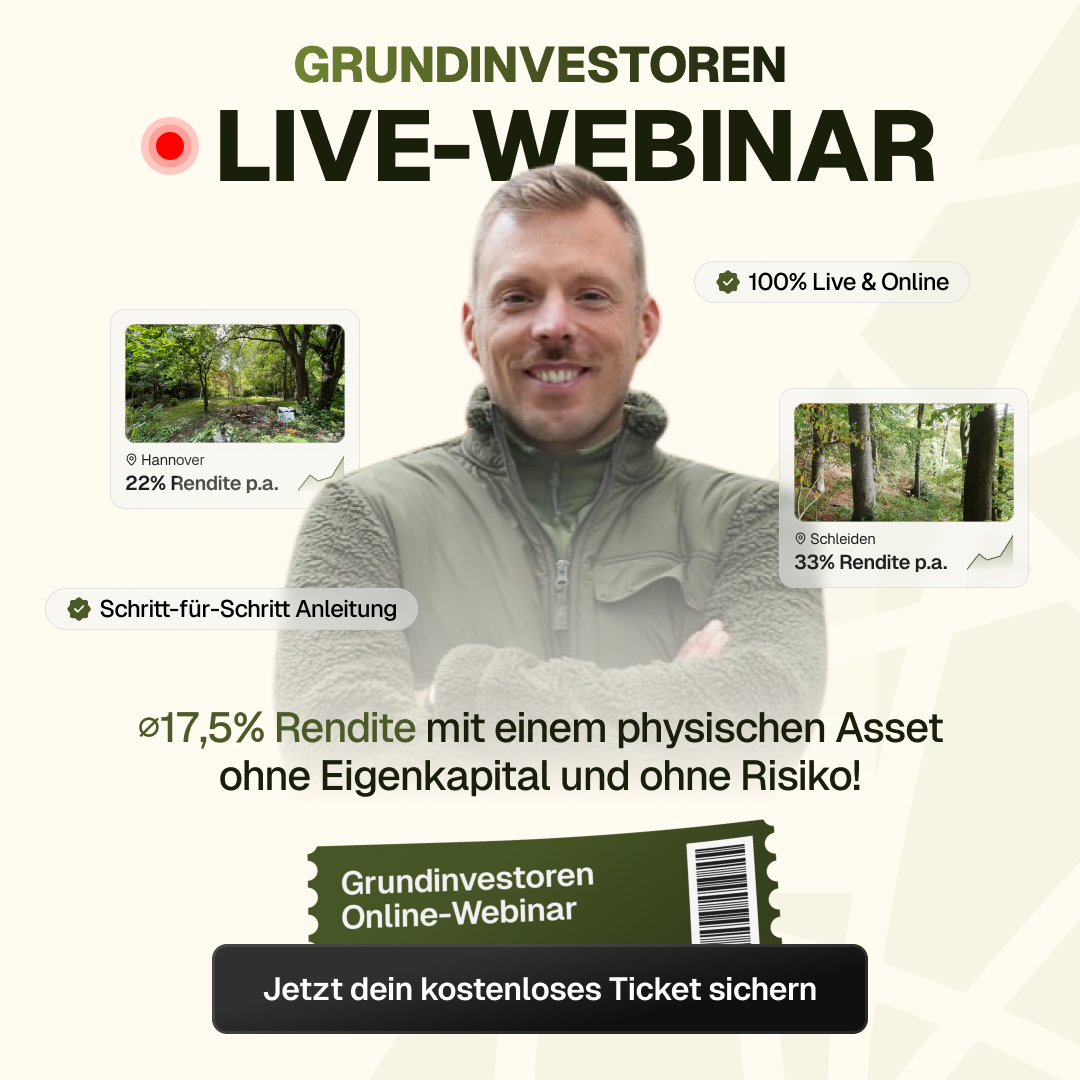 Waldbund Facebook ad: So kaufst du in 3 Wochen dein erstes Grundstück mit ø 17,5…