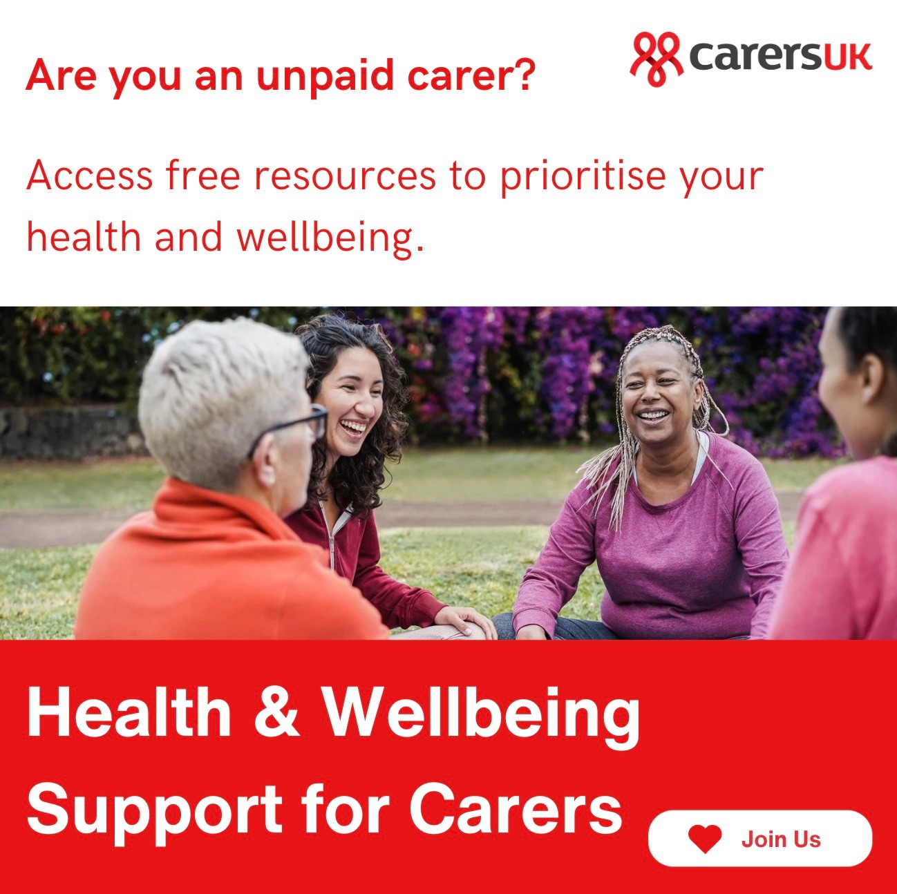 Carers UK Facebook ad: Use Code WESTYORKS to Get Free Access