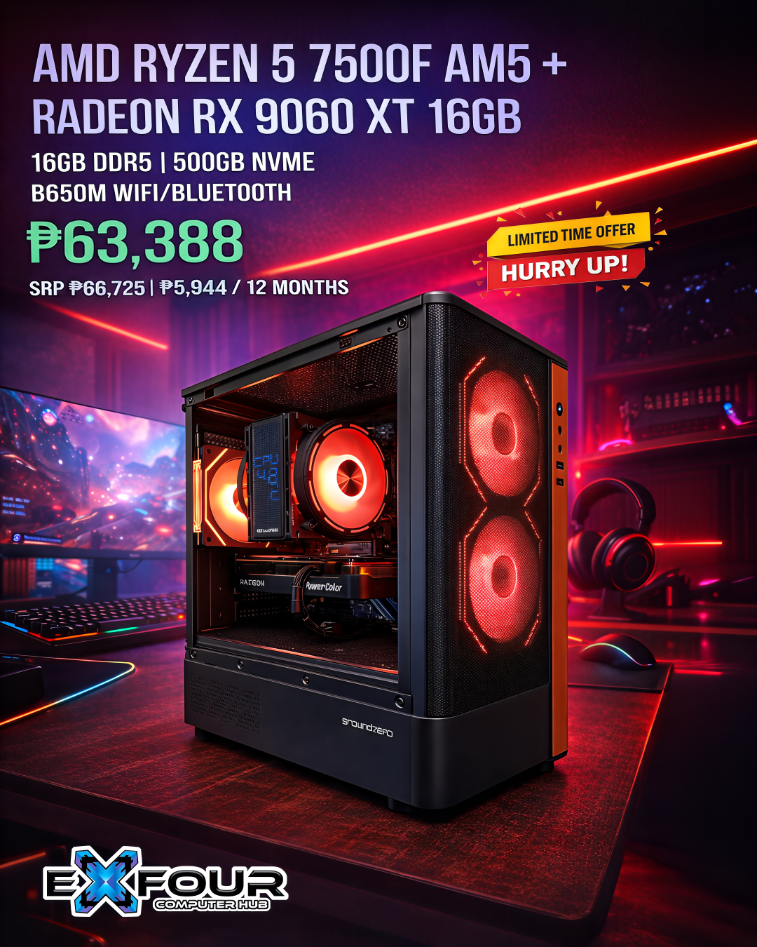 ExFour Computer Hub Facebook ad: FLASH SALE, High FPS Gaming and Productivity Build Deal!